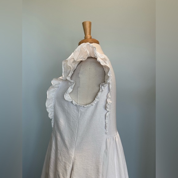 English Factory Mixed Media Ruffle Sleeve White Dress Size Large - Picture 8 of 16